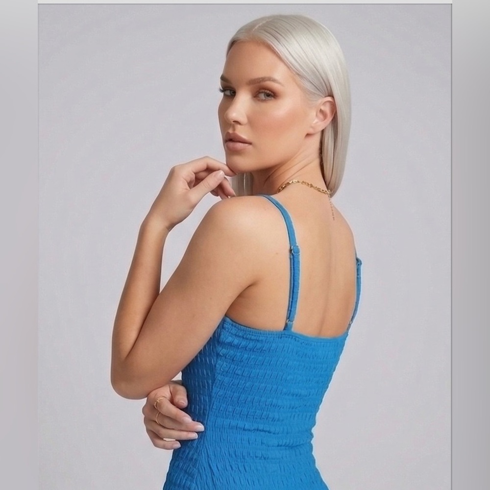 Boho Rippled Texture Cut-Out Maxi Dress Blue - Picture 6 of 11